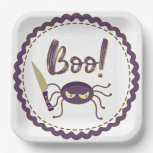 Boo grappig Halloween spin karakter mes hand Papieren Bordje