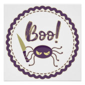 Boo grappig Halloween spin karakter mes hand Perfect Poster (Voorkant)