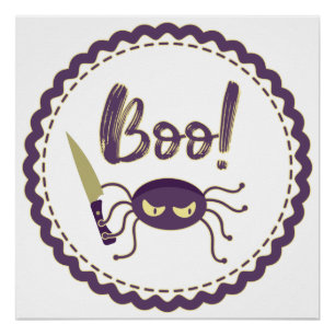 Boo grappig Halloween spin karakter mes hand Perfect Poster