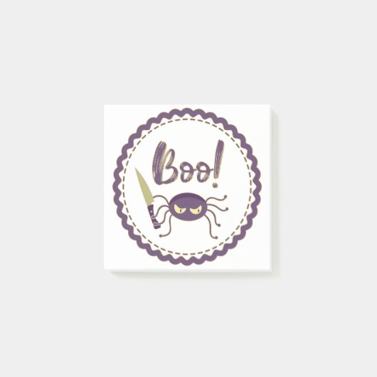 Boo grappig Halloween spin karakter mes hand Post-it® Notes (Voorkant)