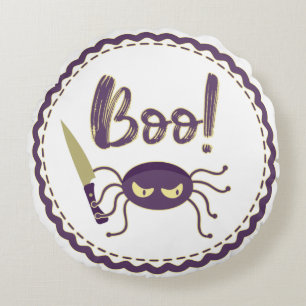 Boo grappig Halloween spin karakter mes hand Rond Kussen