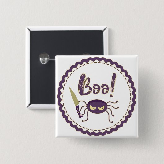 Boo grappig Halloween spin karakter mes hand Vierkante Button 5,1 Cm (Voorkant /achterkant)