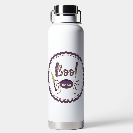 Boo grappig Halloween spin karakter mes hand Waterfles (Achterkant)