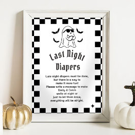 Boo Grappig "Late Night Diapers" Baby shower spel Poster
