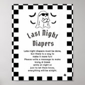 Boo Grappig "Late Night Diapers" Baby shower spel Poster (Voorkant)