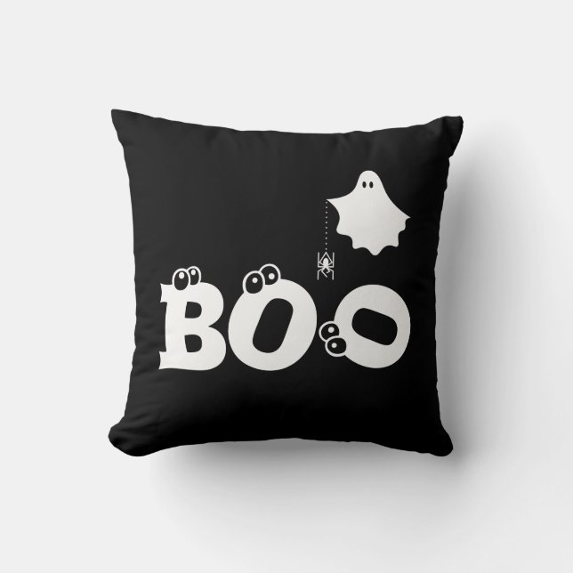 Boo Grappige Halloween Spook Spin Oogbollen Kussen (Voorkant)