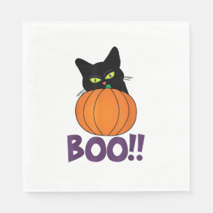 Boo Grappige Jolly Kat Peeking Pumpkin Halloween d Servet