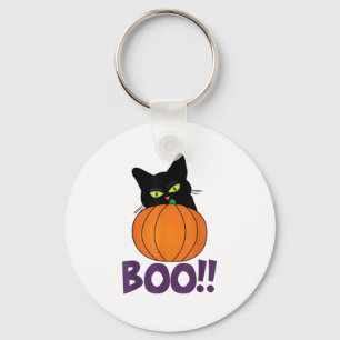 Boo Grappige Jolly Kat Peeking Pumpkin Halloween d Sleutelhanger
