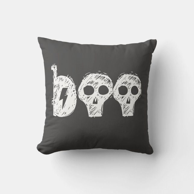 "Boo" Gray Halloween Sierkussen (Voorkant)