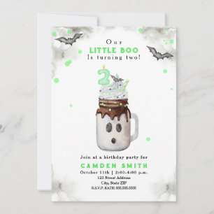 Boo Green Halloween Ghost Milkshake Verjaardag Kaart