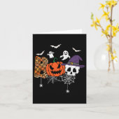 Boo griezelige schedel pompoen geest met Pet Hallo Kaart (Gele Bloem)
