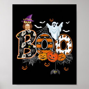 Boo Griezelige Uil Pompoen Geest Grappige Hallowee Poster