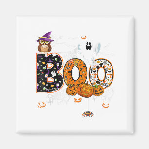 Boo Griezelige Uil Pompoen Geest Halloween Mannen Magneet