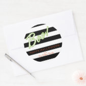 BOO groen Chic Halloween Zwart Gestreepte Sticker (Envelop)