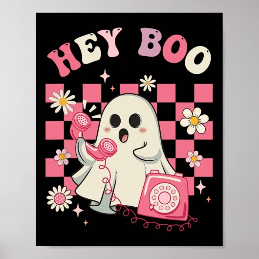 Boo Groovy Schattige Ghost Funny Halloween Vrouwen Poster (Voorkant)