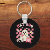 Boo Groovy Schattige Ghost Funny Halloween Vrouwen Sleutelhanger (Voorkant)