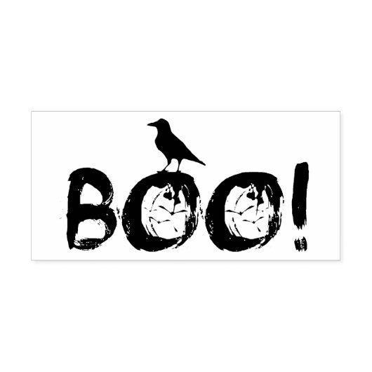 Boo Grungy tekst met zwarte kraai Rubberstempel (Afrduk)