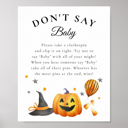 Boo Halloween Baby shower Don't Say Baby spel Poster