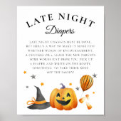 Boo Halloween Baby shower Late Night Luiers Teken Poster (Voorkant)