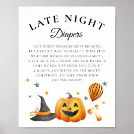 Boo Halloween Baby shower Late Night Luiers Teken Poster