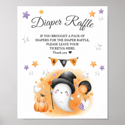 Boo Halloween Baby shower Luier Raffle Teken Poster (Voorkant)