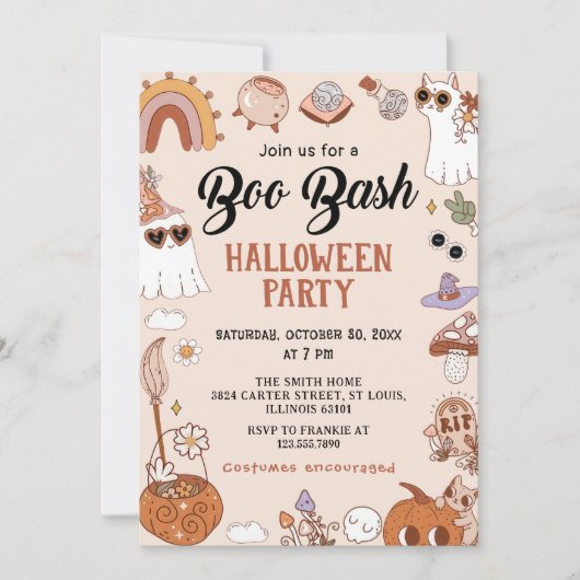 Boo Halloween Bash Party uitnodiging (Voorkant)