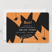 Boo. Halloween Bat & Spiders Birthday Invitation Kaart (Voorkant)