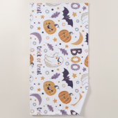 Boo Halloween Beach Towel – Cute Ghost & Pumpkin Strandlaken (Voorkant)