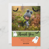 Boo Halloween Birthday Ghost Foto Bedankkaart (Voorkant)