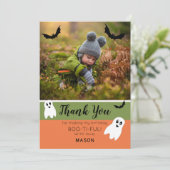Boo Halloween Birthday Ghost Foto Bedankkaart (Staand voorkant)