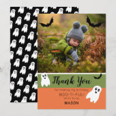 Boo Halloween Birthday Ghost Foto Bedankkaart (Voorkant / Achterkant)