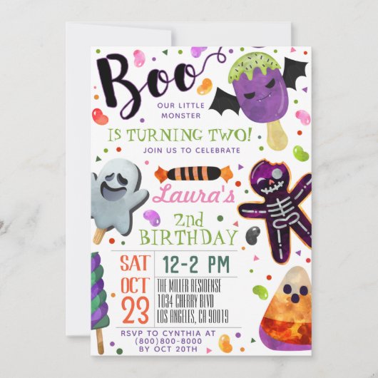 Boo Halloween Birthday Uitnodiging (Voorkant)