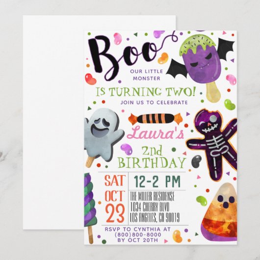 Boo Halloween Birthday Uitnodiging (Voorkant / Achterkant)