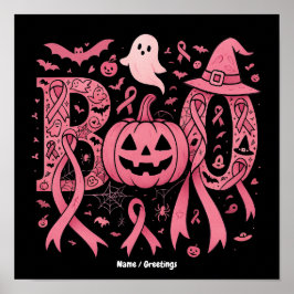 Boo Halloween Borstkanker Bewustzijn Roze Lint  Poster