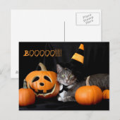Boo Halloween Briefkaart met kat (Voorkant / Achterkant)
