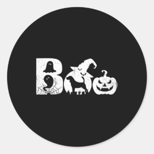 Boo Halloween Costume Beagle Dog Pumpkin witch Ronde Sticker