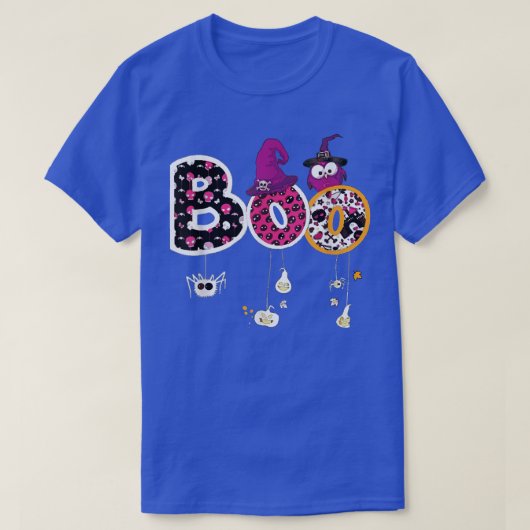 Boo Halloween Costume Spiders, Ghosts, Pumkin en W T-shirt (Design voorkant)