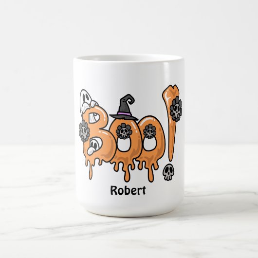 Boo Halloween cute ghost Personalized name  Koffiemok (Center)