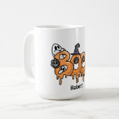 Boo Halloween cute ghost Personalized name  Koffiemok (Voorkant links)