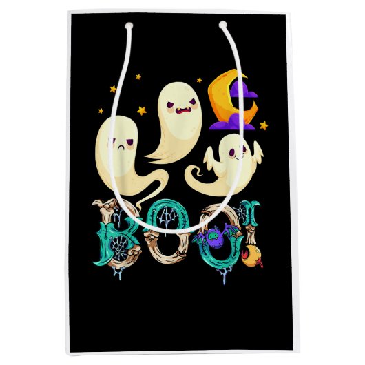Boo. Halloween Cute Ghost Spooky Halloween Ghost C Medium Cadeauzakje (Voorkant)