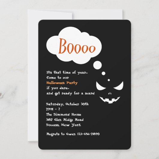 Boo Halloween Feest Uitnodiging (Voorkant)
