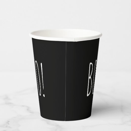 Boo. Halloween feestje. Zwart-wit, eenvoudig schat Papieren Bekers (Rechts)