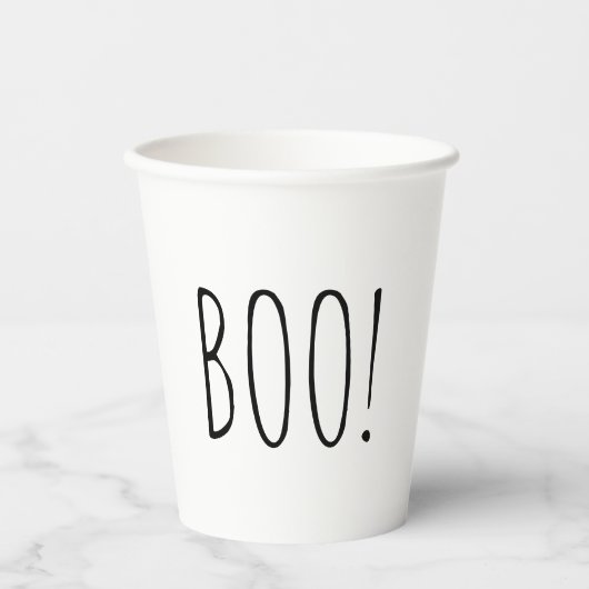 Boo. Halloween feestje. Zwart-wit, eenvoudig schat Papieren Bekers (Voorkant)