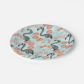 Boo Halloween | Flamingo Skeleton Papieren Bordje (Gekanteld)