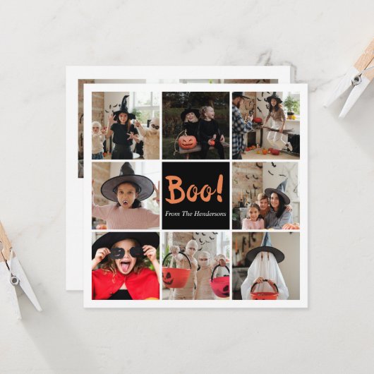 Boo Halloween-foto kaart (Voorkant / Achterkant in situ)