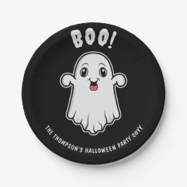 Boo Halloween Geest Aangepaste Tekst Zwart En Wit Papieren Bordje