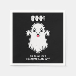 Boo Halloween Geest Aangepaste Tekst Zwart En Wit Servet