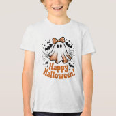 Boo Halloween Geruit Spooky Fun Kinder Halloween Tri-Blend Shirt (Voorkant)