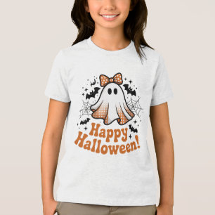 Boo Halloween Geruit Spooky Fun Kinder Halloween Tri-Blend Shirt