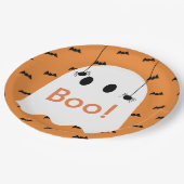 Boo. Halloween Ghost & Bats Oranje Paper Bord (Gekanteld)